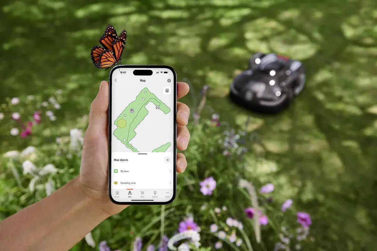 Карта газону в додатку Automower Connect на смартфоні
