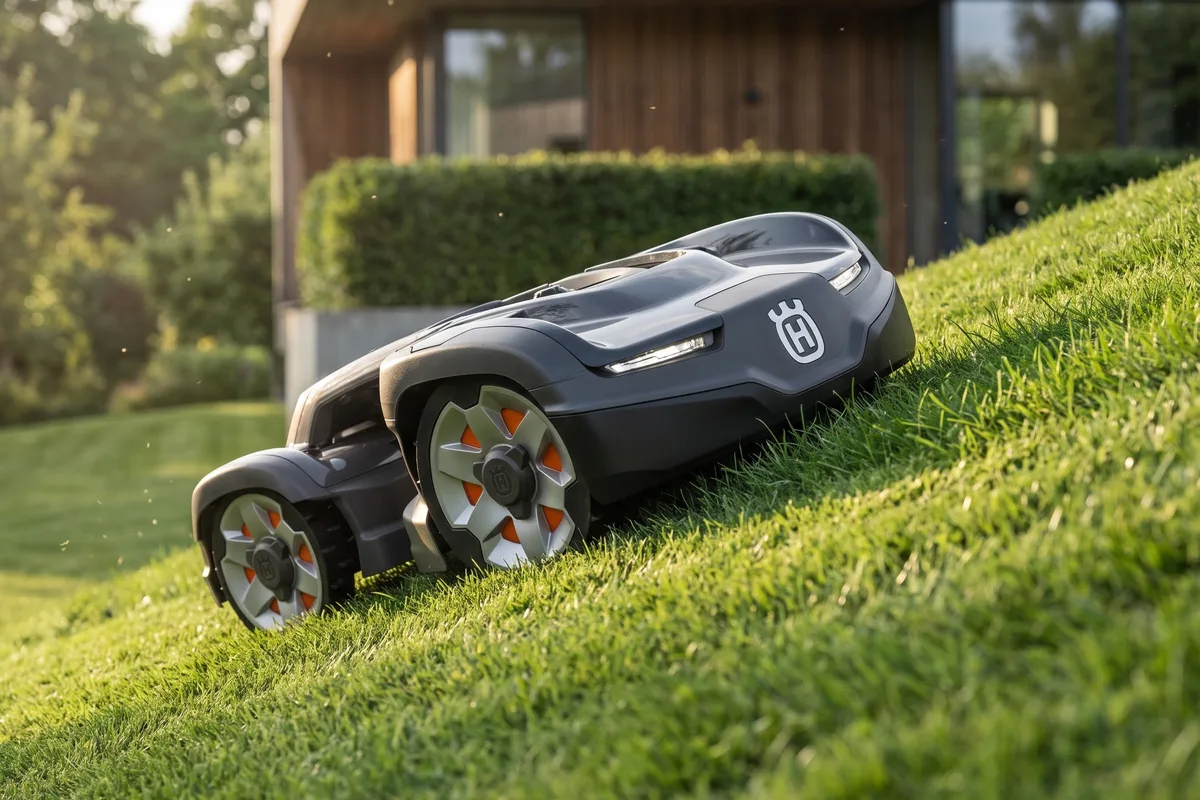 Робот Husqvarna Automower косить на схилі