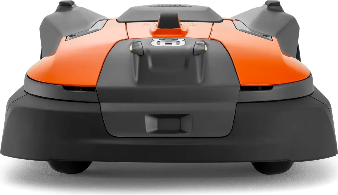 Газонокосарка Husqvarna Automower® 580 EPOS.® Вид спереду на роботизовану газонокосарку з елегантним дизайном.
